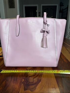 kate spade Pale Pink Leather Tote with Tassel Accent  see pics